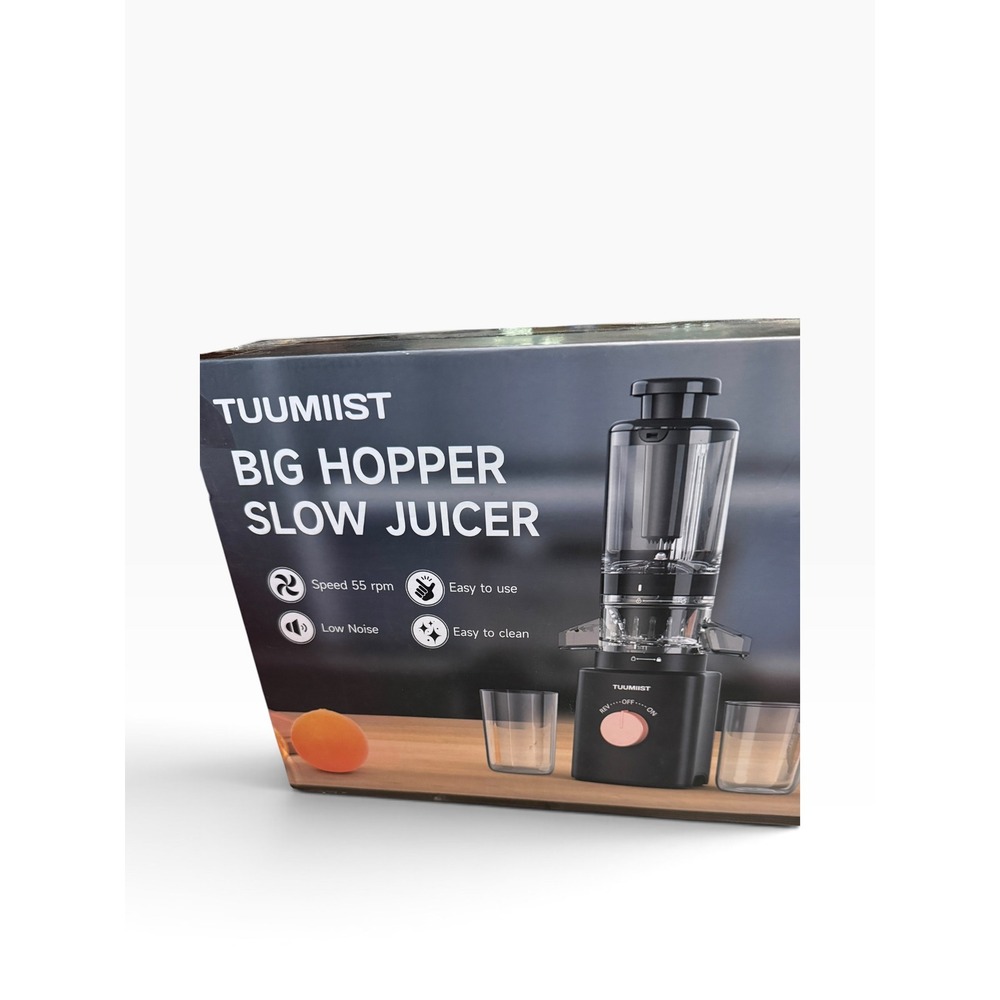 TUUMIIST Big Hopper Slow Juicer Masticating Extractor 55 RPM Low Noise Black